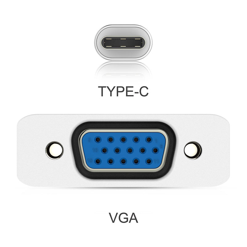 LENTION USB C to VGA Cable Adapter, Type C to VGA Monitor Converter Compatible Apple 2020-2016 MacBook Pro 13/15/16, New Mac Air/Surface, MacBook 12, Chromebook, More (CB-1080VGA, Silver)