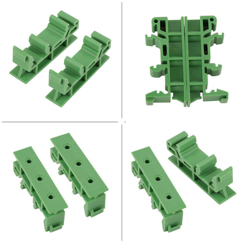 FTVOGUE 10 Sets PCB DIN Rail Mounting Adapter Circuit Board Mounting Bracket Holder Carrier Clips for DIY Electrical (Green, 35mm)