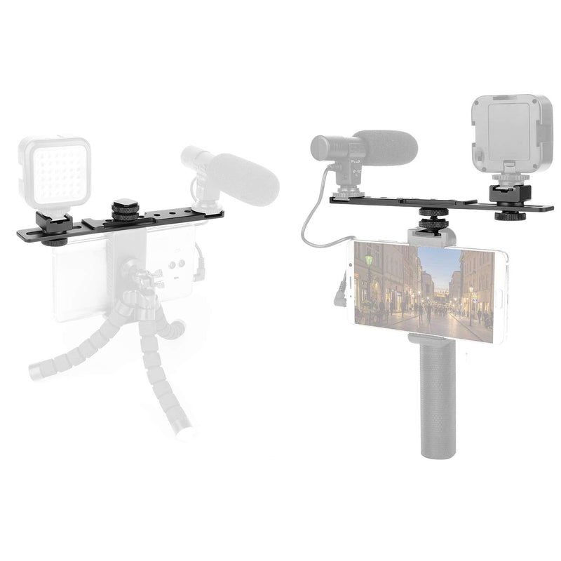 [AUSTRALIA] - ChromLives 8'' Cold Shoe Extension Bar, Flash Straight Bracket, Camera Dual Mount Flash Bracket Compatible with Nikon Canon Sony Olympus DSLR Camera Camcorder DV Dual camera mount 