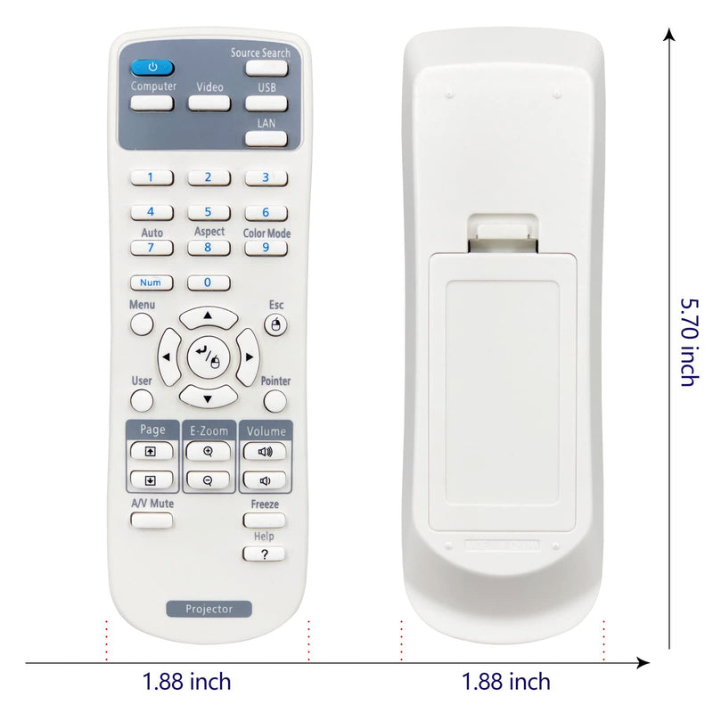 New Projector Remote Control for Epson Home Cinema, EX- EMP- EB- VS- H- BrightLink Powerlite Series, (EX3220, EX5220, EX5230, EX6220, EX7220,EB-C28S, EB-X11 EB-S18 EB-S4 EB-X24 EB-S31 VS230, VS330)