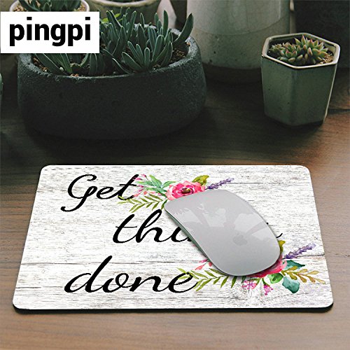 Floral Mouse Pad Motiavation Quote Get Things Done Neoprene Inspirational Quote Mousepad Office Space Decor Home Office Computer Accessories Mousepads Watercolor Vintage Flower Design P43