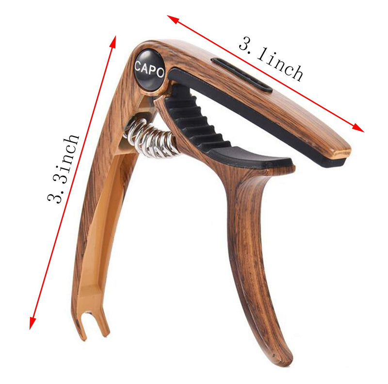 HUNDUN Guitar Capo Metal Capo for Acoustic and Electric Guitars ，Ukulele，Mandolin，Banjo, Classical Guitar Accessories (with Pick Holder and 5Picks) (Brown) A-Brown