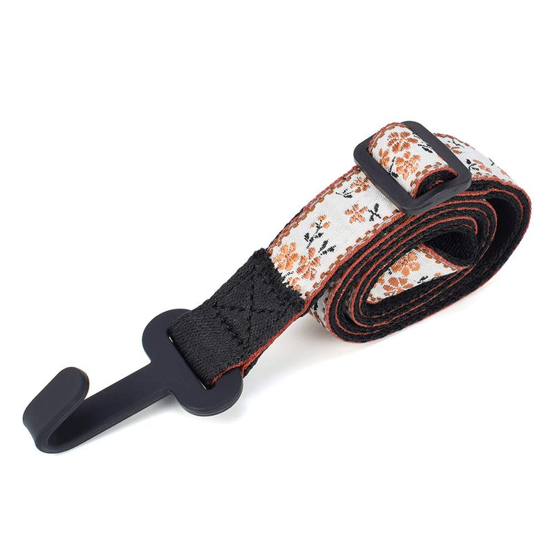 [AUSTRALIA] - CLOUDMUSIC Ukulele Strap Button Free Hawaiian Floral Ukulele Strap with Hook Clip On For Soprano Concert Tenor Ukulele (Orange Flowers In Breige) Style 27 