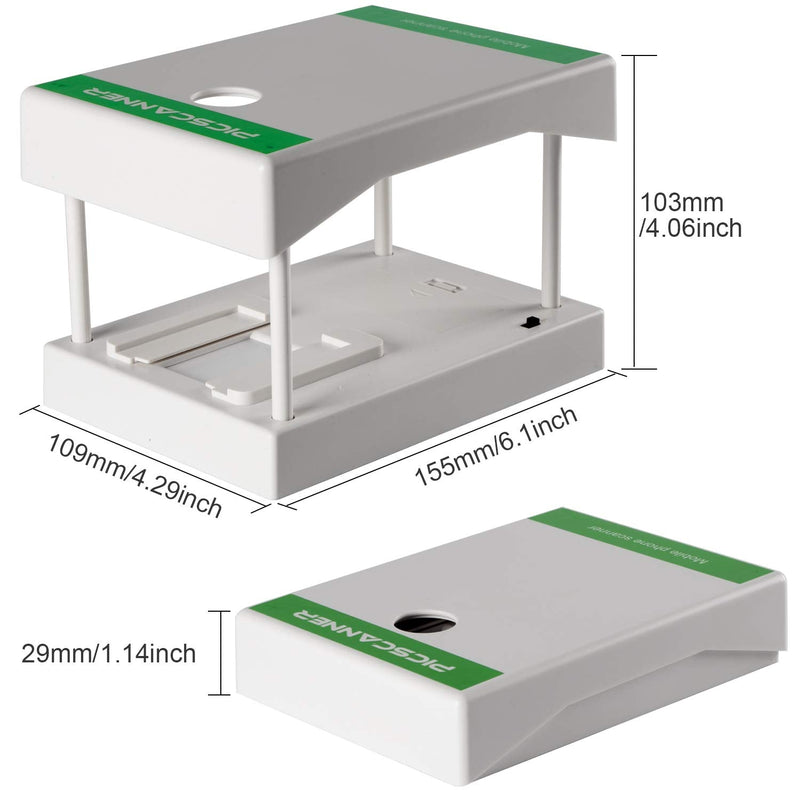 Rybozen Mobile Film and Slide Scanner, FILM to JPEG，Converts 35mm Slides & Negatives into Digital Photos with Your Smartphone Camera, LED Lighted Illuminated Viewing,Foldable White