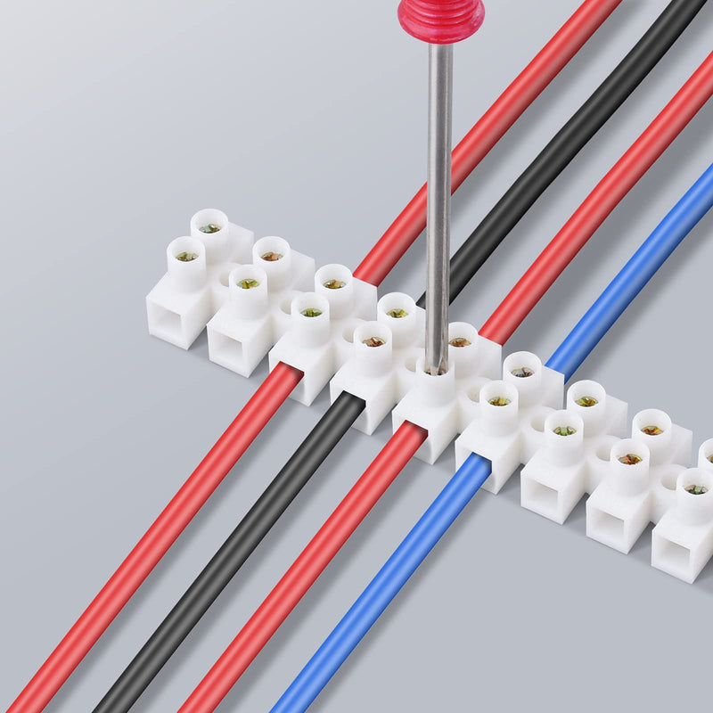 ERKOON Terminal Block, 12-Position Dual Row Terminal Strip Screw Terminal Electric Barrier Block for Small Home Projects and Electrical 10Amp 360V