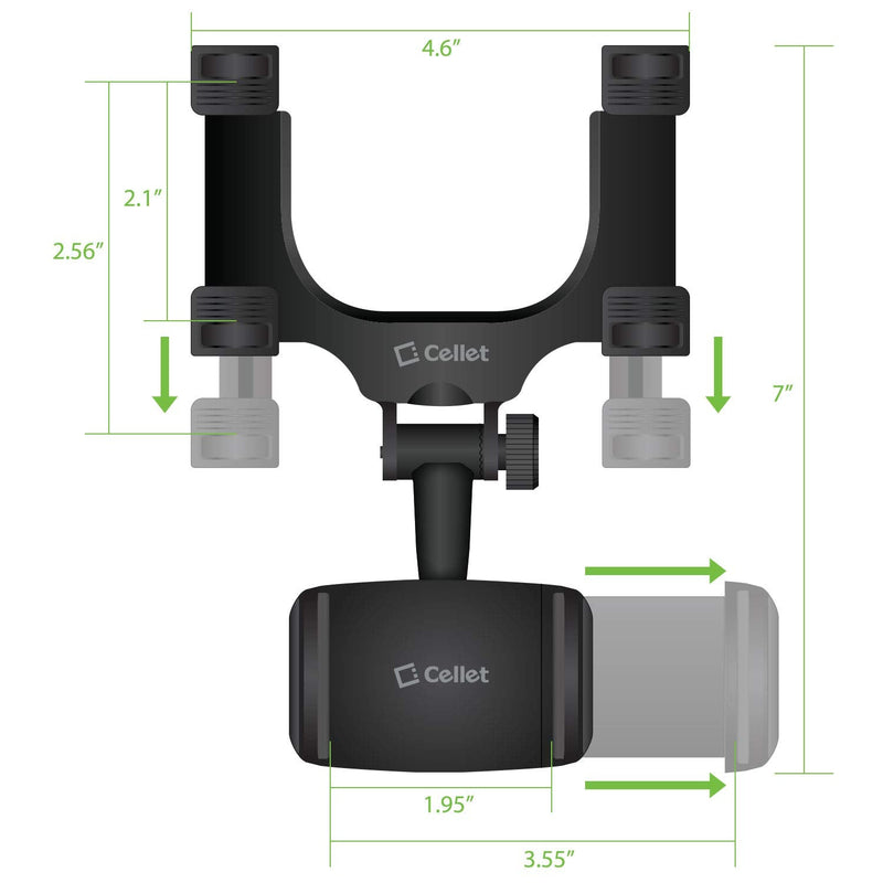 Cellet Vehicle Rear View Mirror Phone Holder Mount Universal Smartphone Cradle Compatible to iPhone 13 12 Pro Max mini 11 XR XS X 8 Note 20 10 9 Galaxy S21 S20 S10 Google Map GPS Navigation Pixel Moto
