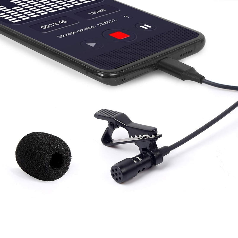 [AUSTRALIA] - Ryqtop,Professional Lavalier Microphone for Type-C，Phone Microphone，USB C Microphone，For Interview, Video, Recording,Black，79'' 