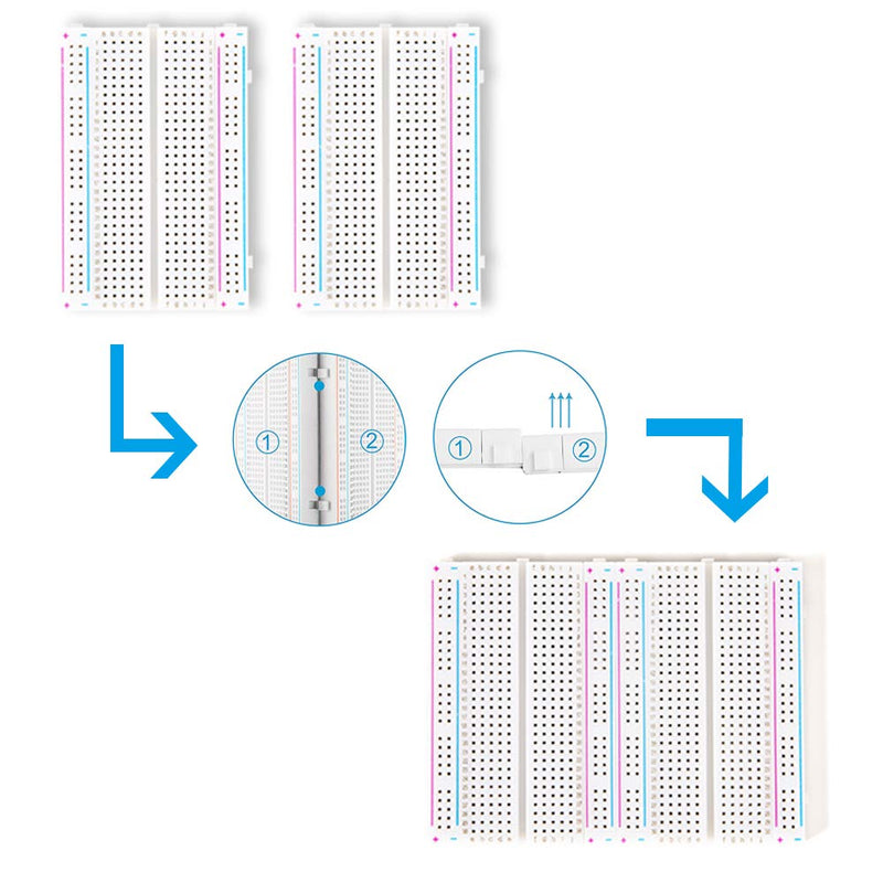 REXQualis 6PCS Small Breadborad 400 Point Solderless Breadboards for Proto Shield Distribution Connecting Blocks