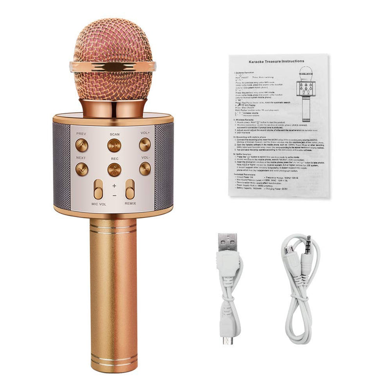 [AUSTRALIA] - Dolanus Wireless Portable Handheld Bluetooth Karaoke Microphone - Best Gift Rose Gold 