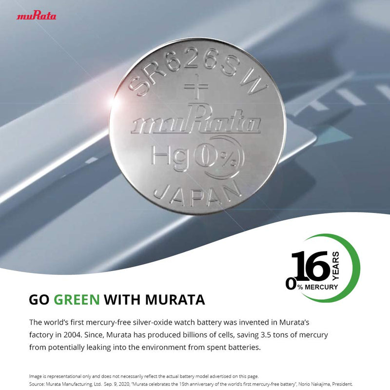 Murata 361 Battery SR721W 1.55V Silver Oxide Watch Button Cell (10 Batteries) 10 Batteries