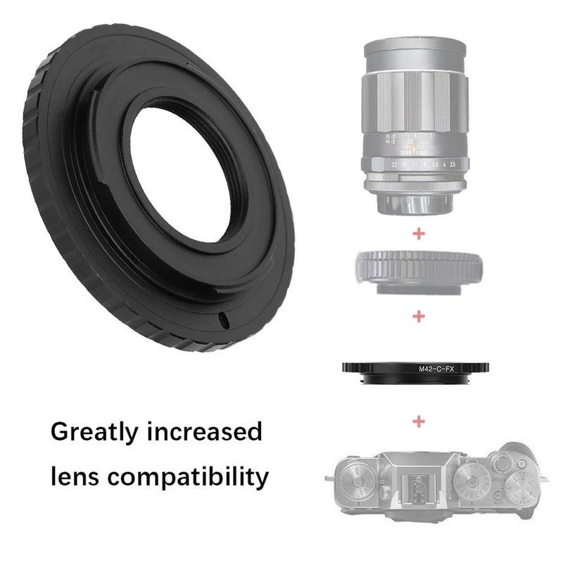 214 Adapter Ring, M42‑C‑FX Lens Converter Aluminium Alloy Camera Accessory for M42/C Mount Lens for FX Mount Camera Body - Black