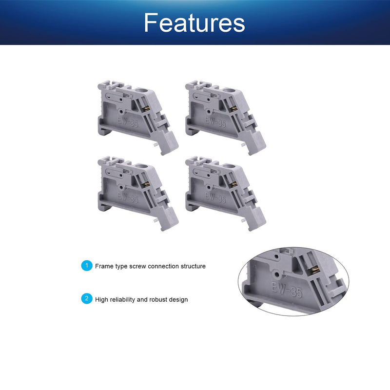 Fielect EW-35 DIN Rail Terminal Block End Stopper Mount Clips CE Certification 25Pcs Gray