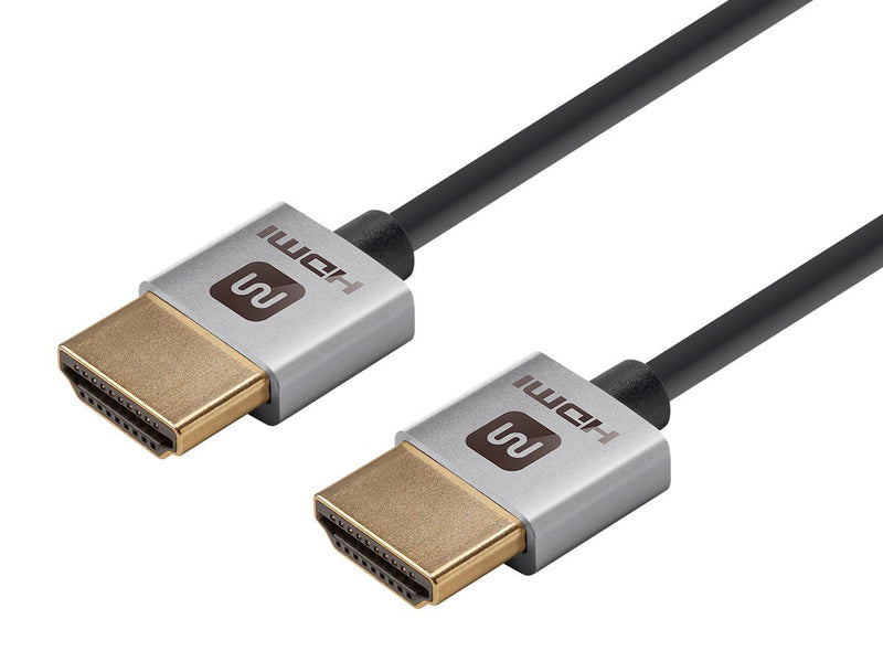 Monoprice 113583 High Speed HDMI Cable - 4 Feet - Silver, 4K@24Hz, 10.2Gbps, 36AWG, YUV, 4:2:0 - Ultra Slim Series 4ft