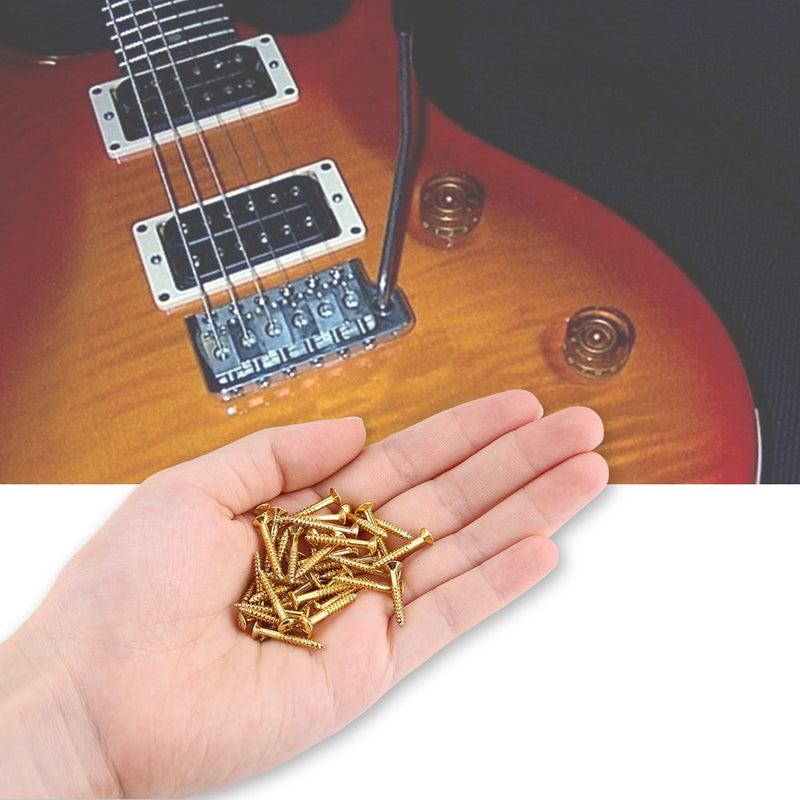 Drfeify Guitar Pickup Screws, 40pcs Humbucker Pickup Screws Set Kit Ring Surround Mounting Screws for Guitar Accessory Parts Golden