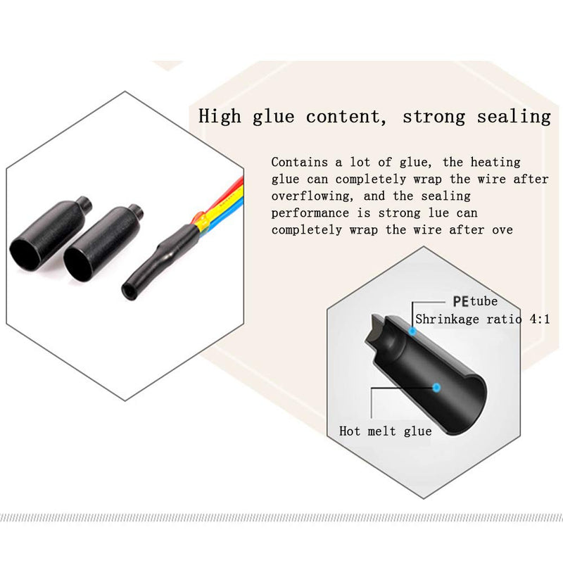 Domecka 420PCS Waterproof Heat Shrink End Caps Tubing, Wire Shrink Wrap Tubing, Electrical Wire Cable Wrap Marine Grade Sealed Heat Shrinkable Tubing, Adhesive Lined Tube Seal Heat-shrinkable Cap
