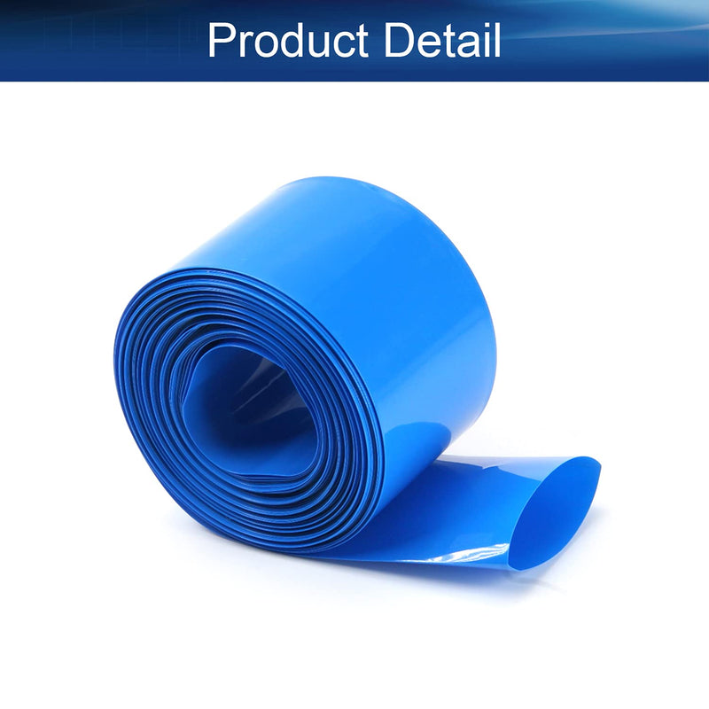 Bettomshin 1Pcs 1.77 inch Flat Width Battery Heat Shrink Tubing DIY Battery PVC Heat Shrink Wrap Tube 32.8 Ft Length Blue for 18650 Battery Pack