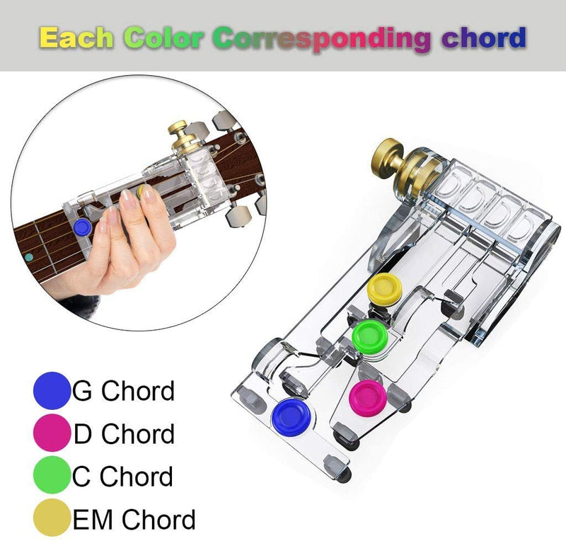 Guitar Beginner One- Key Chord Assisted Learning Tools Guitar Practice Aid Tool Classical Guitar Chord Practice Tool (With 3 Picks and 1 PCS Stickers)