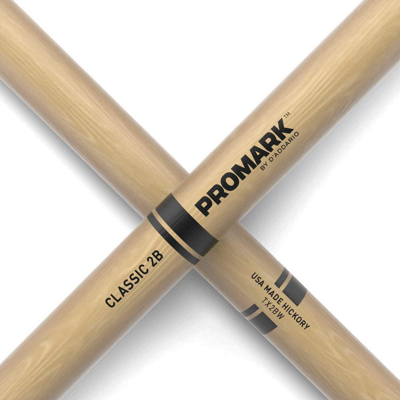 Promark Hickory 2B Wood Tip Drumsticks, Four Pairs