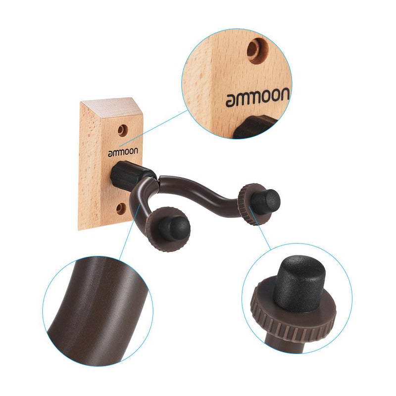 ammoon Guitar Hanger Wall Mount Holder for Electric Acoustic Guitars Bass Ukulele String Instrument (1 Pack)