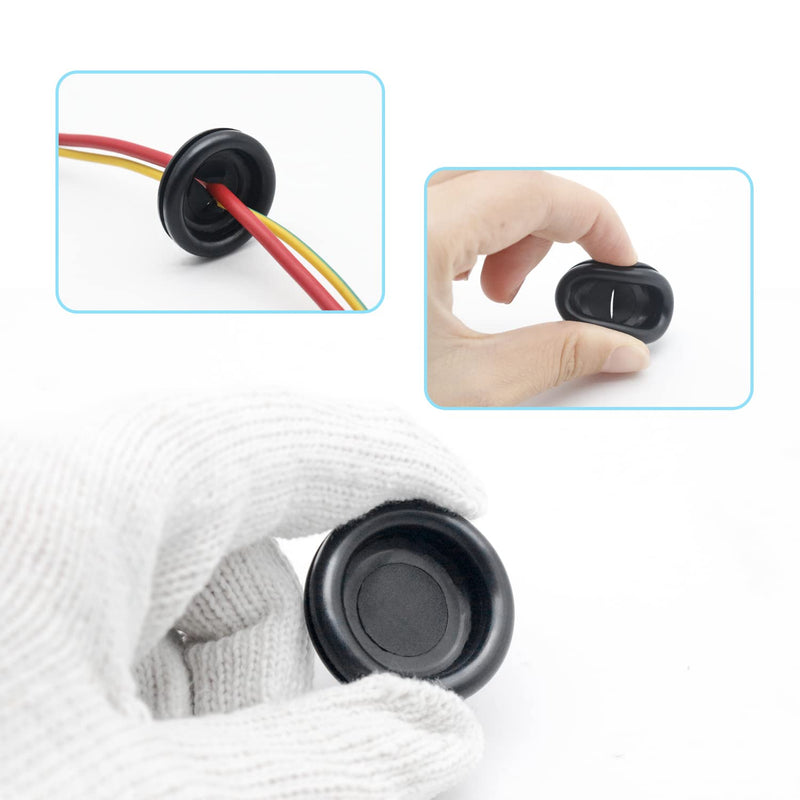 Vrupin 188 Pieces Closed Rubber Grommet Firewall Solid Closed Hole Plug Assortment Kit for Wire Electrical Appliance Plumbing 7 Sizes