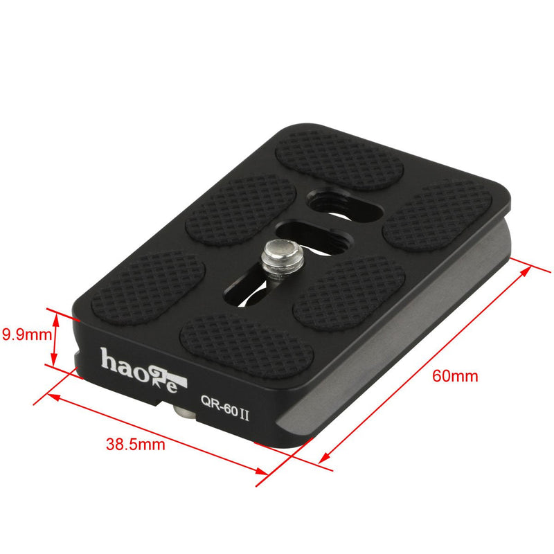 Haoge 58mm Screw Knob Clamp Adapter with 60mm QR Quick Release Plate for Camera Tripod Ballhead Monopod Ball Head Fit Arca Swiss CP-58+QR-60II