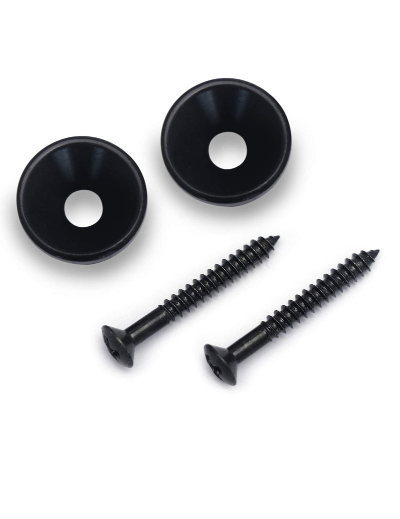 Metallor Guitar Strap Buttons Metal Guitar Strap Locks End Pins with Mounting Screws for Folk Acoustic Electric Guitar or Bass Ukulele Set of 2Pcs Bell Style. (Black) Black