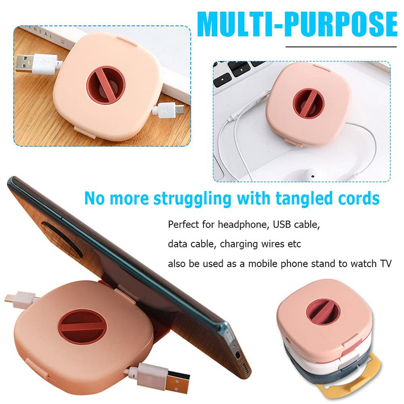 XIAOKUBB 3PCS Cord Organizer Cable Management Winder for Desk Retractable Cable Clips Tangle-Free Cord Organizer Case Cable Reel Storage Organizer for USB Wires for Home & Office