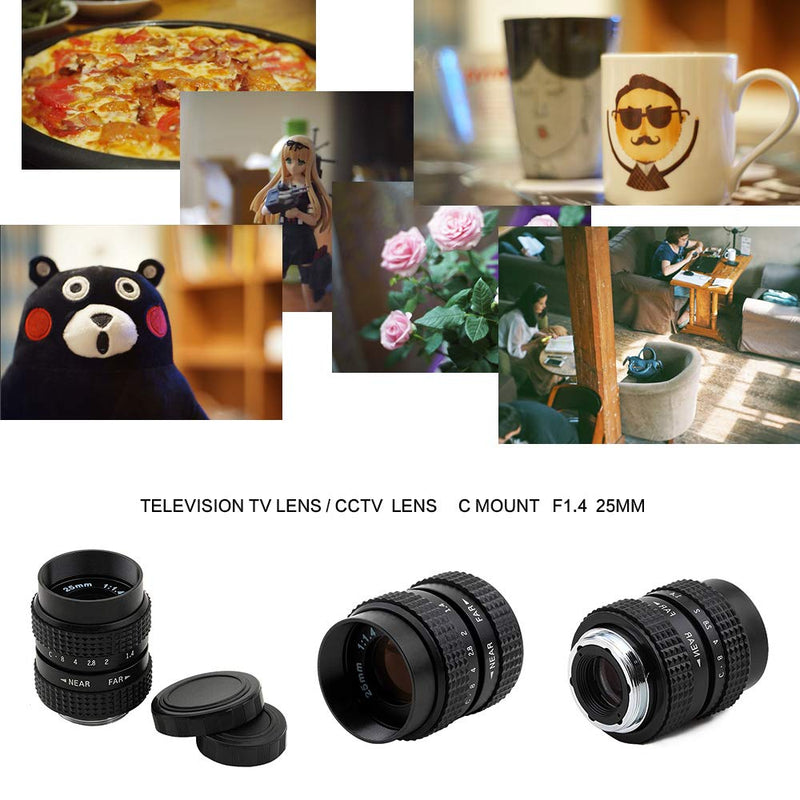 Pixco 25mm F1.4 CCTV Lens for C Mount Camera + 16mm C Mount Movie Lens to Sony E Mount NEX Camera Lens Adapter