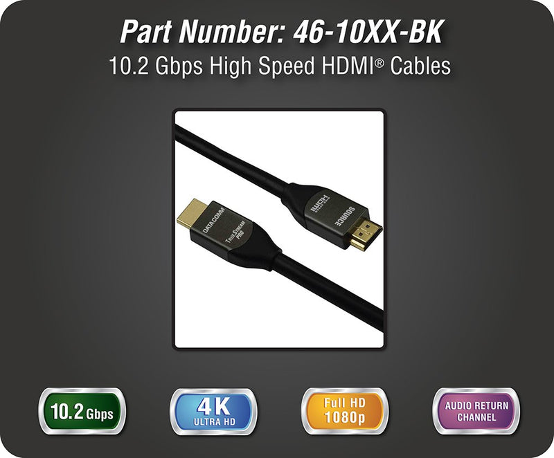 DATA COMM Electronics 46-1020-BK 20-feet 10.2 Gbps Active High Speed HDMI Cable, 4K, Ultra HD Ready - Black 20-feet High Speed HDMI Cable