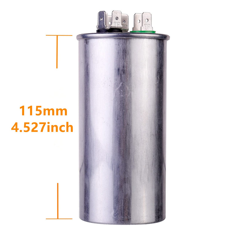 HUAREW 60+7.5 uF ±6% 60/7.5 MFD 370/440 VAC CBB65 Dual Run Start Round Capacitor for Condenser Straight Cool or Heat Pump Air Conditioner or AC Motor and Fan Starting