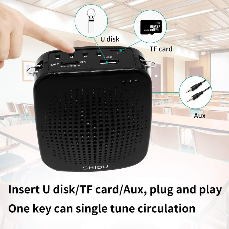 [AUSTRALIA] - SHIDU Voice Amplifier with Microphone Headset, 2000 mAh Rechargeable 15W Portable Amplifier Pa Amp Speaker for Teachers, Classroom,Meetings and more 