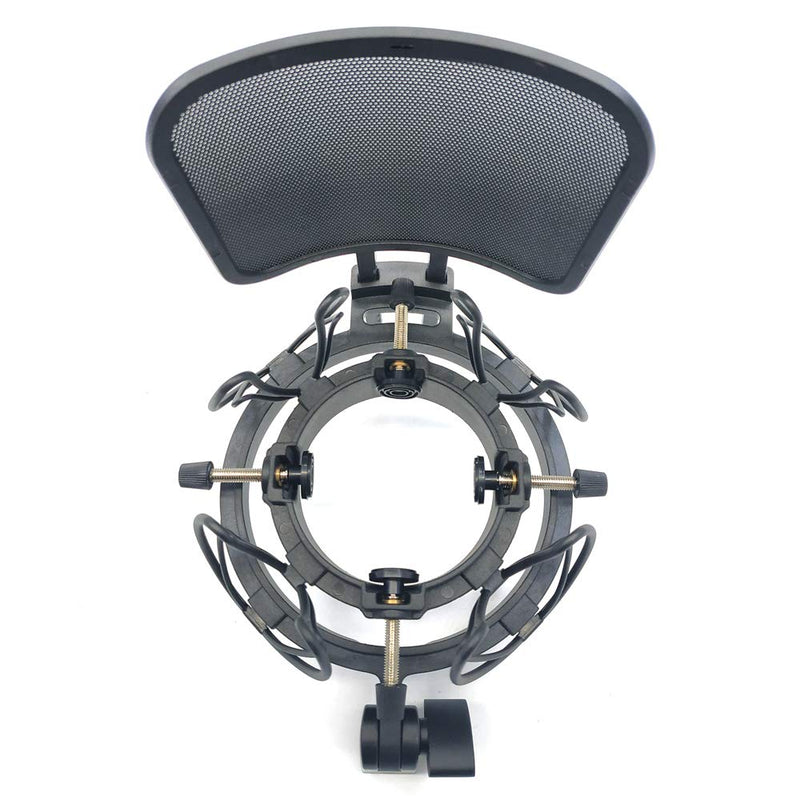 [AUSTRALIA] - Suuntok Microphone Shock mount Kit Compatible with All Microphones Size at 21-62mm,Includes Universal Mic Shock-Mount and Pop Filter (black) black 