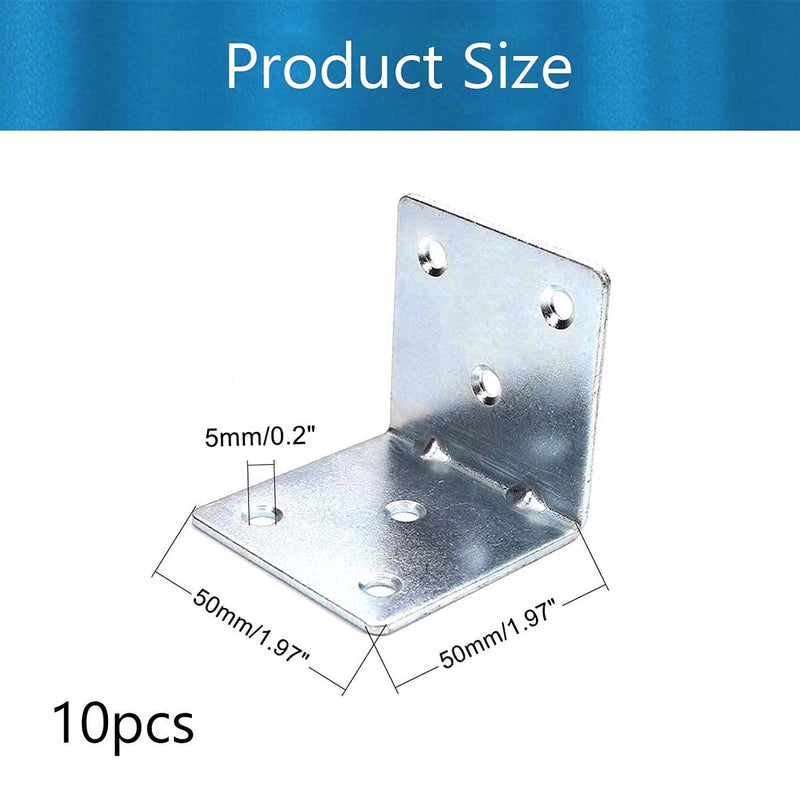[AUSTRALIA] - MroMax 10PCS Right Angle Bracket Corner Bracket 1.97" x 1.97" (L x W) Galvanized Angle Bracket Fastener Right Angle Bracket Suitable for Furniture Wooden Cabinet 