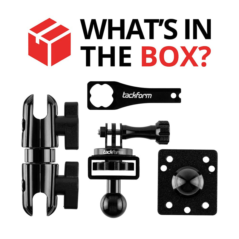 TACKFORM Action Camera Mount Compatible with GoPro with 3.5" Arm and AMPS Mounting Base | 20mm Ball and Socket Joints
