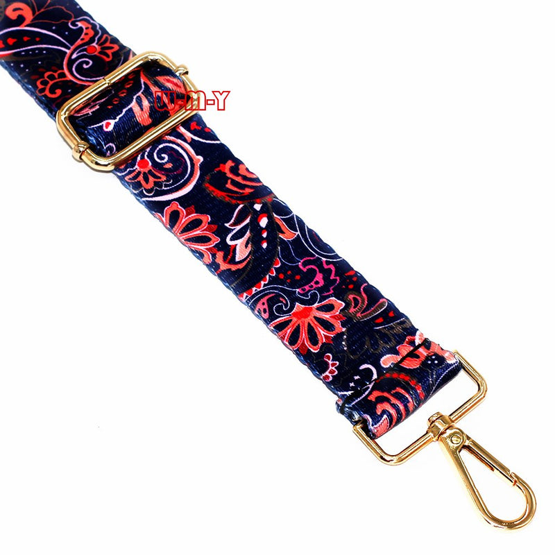 M-W 1.5" Wide 28"-50" Adjustable Length Handbag Purse Strap Guitar Style Multicolor Canvas Replacement Strap Crossbody Strap, with 2Pcs Metal Buckles (style3)