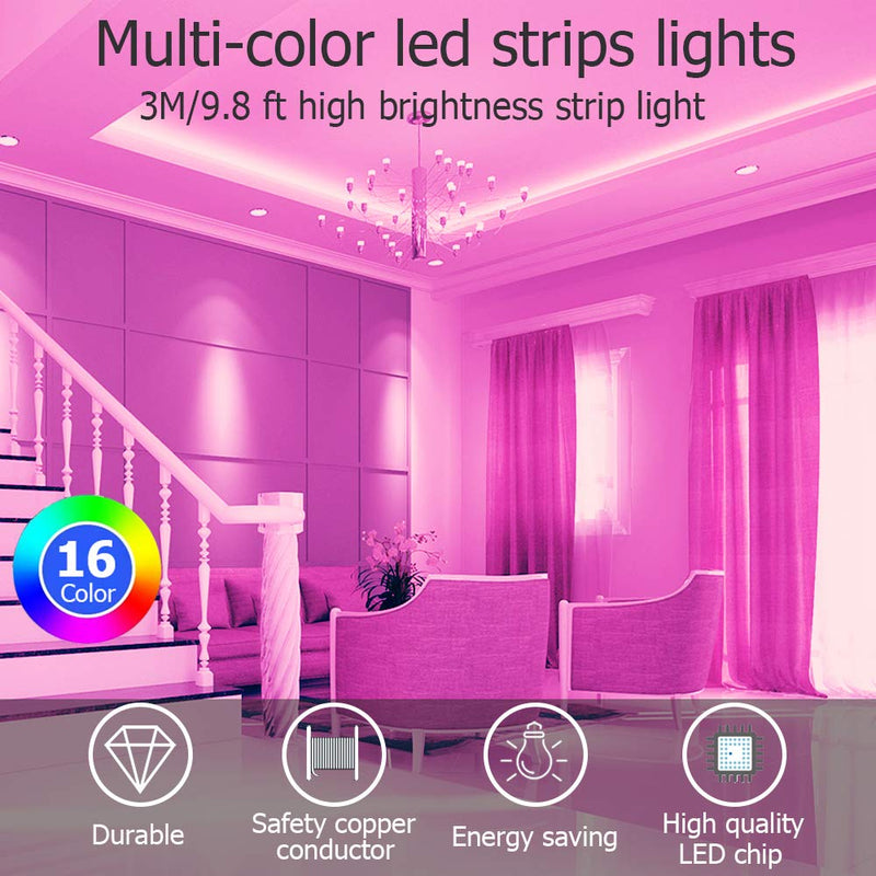 [AUSTRALIA] - DOGAIN LED Strip Lights, 9.8ft TV led Backlight with IP 65 Waterproof, 16 Million Colors and Music Sync, USB TV led Light Strip with Remote for Bedroom, Home, Kitchen, DIY Decoration 