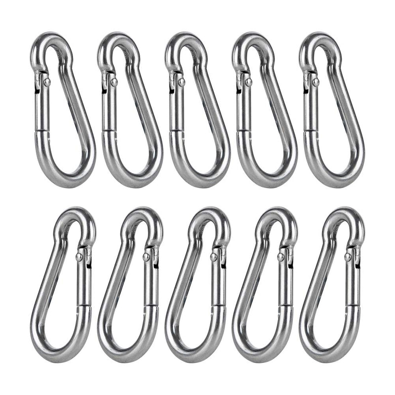AOWESM Stainless Steel Spring Snap Hook Carabiner - Heavy Duty Carabiners - 304 Stainless Steel Clips (M5 - Set of 10) M5 - Set of 10