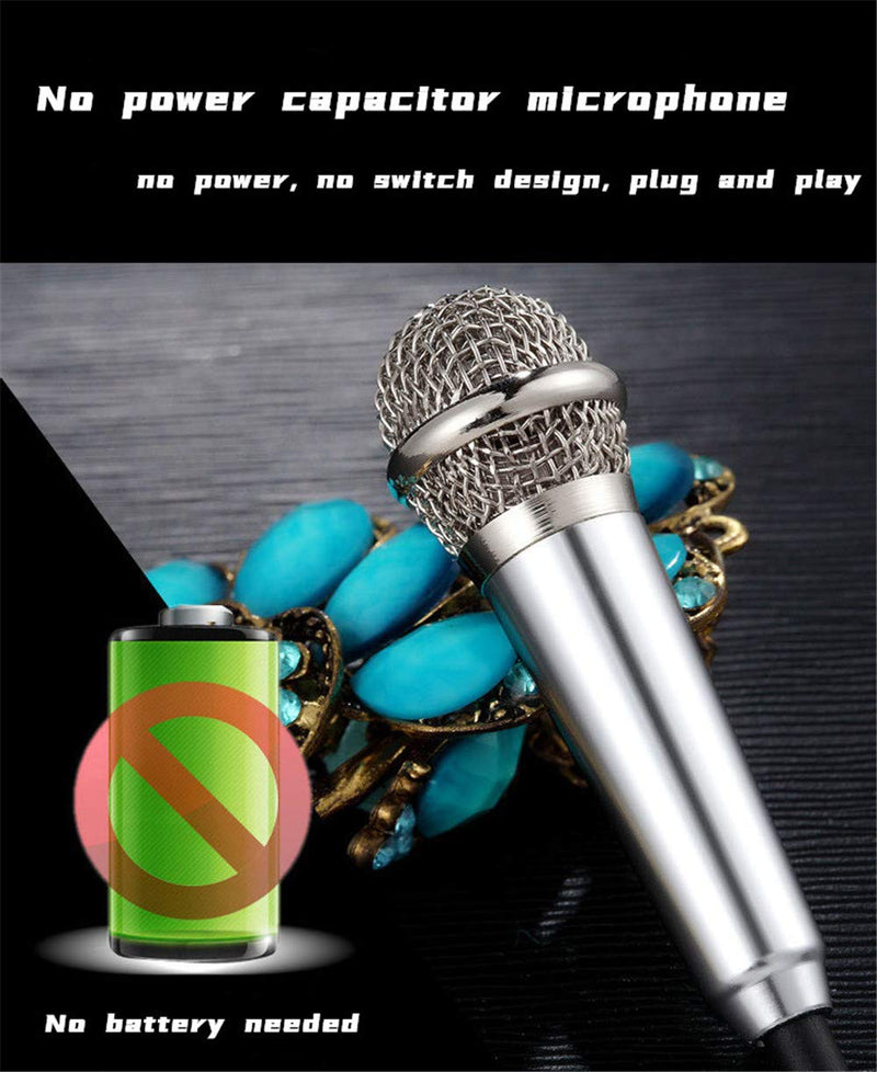 [AUSTRALIA] - Mini Microphone with Omnidirectional Stereo Microphone, can Record, Chat and Sing on Apple Phone, Android(Silver) Silver 