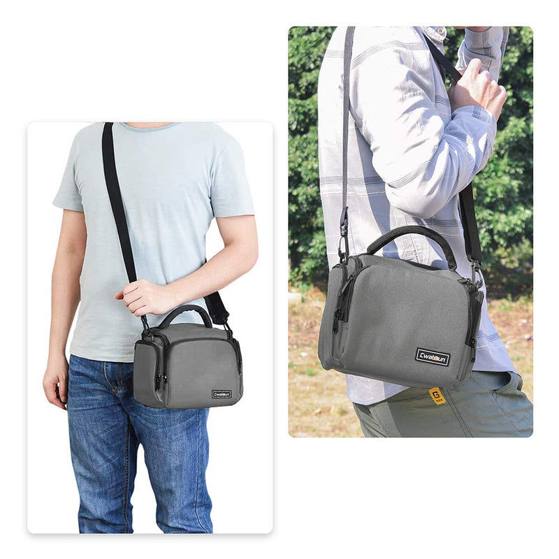 Cwatcun Camera Bag, Single Shoulder Camera Bag/Case, Crossbody Compact Camera Bag Case Compatible for Canon Nikon Sony SLR DSLR Mirrorless Cameras and Lenses Waterproof Camera Bag Grey 1.0 GRAY S