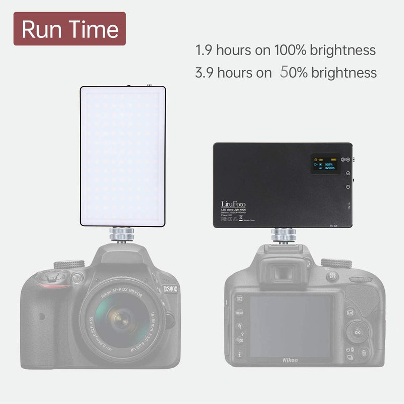 Led On Camera Video Light Mini Pocket Size 9W Built-in 4040mAh Rechargeable Lithium Battery CRI96+ Bi-Color 3200K-5600K Portable Professional Photography Lamp for Shooting YouTube Vlog Filming