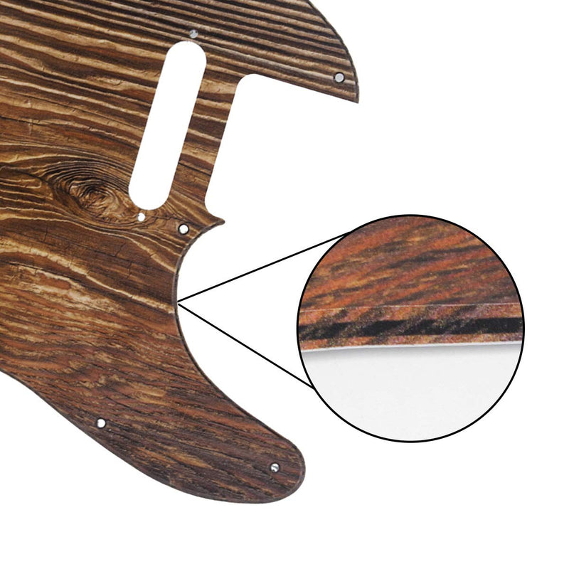 FLEOR 3Ply 8 Holes Tele Guitar Pickguard Wood Grain Surface UA Printing for Modern Style Fender Standard Telecaster Guitar, Mounting Screws 3Ply Wood Grain