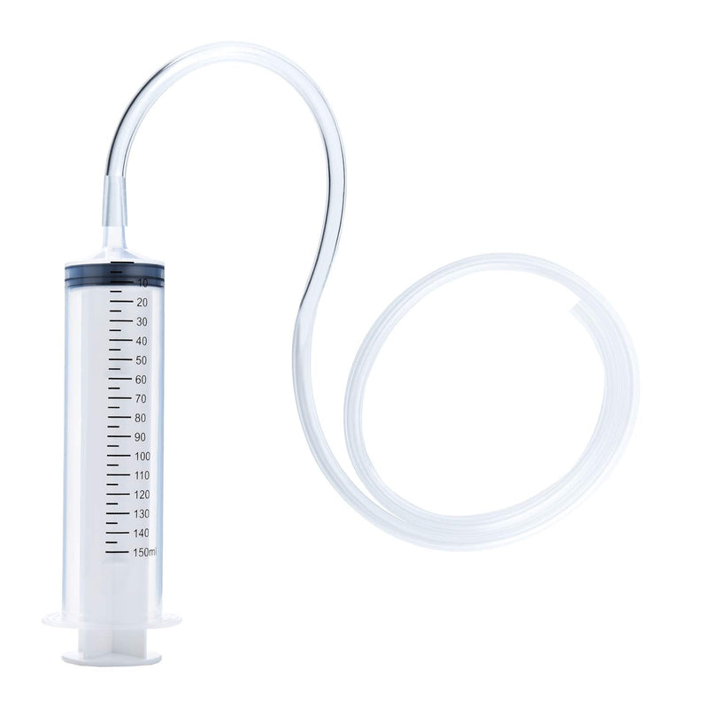 2 Pack 150ml Syringes with 27.6-Inch Tubes, Large Plastic Syringe for Scientific Labs, Nutrient Measuring, Watering, Refilling