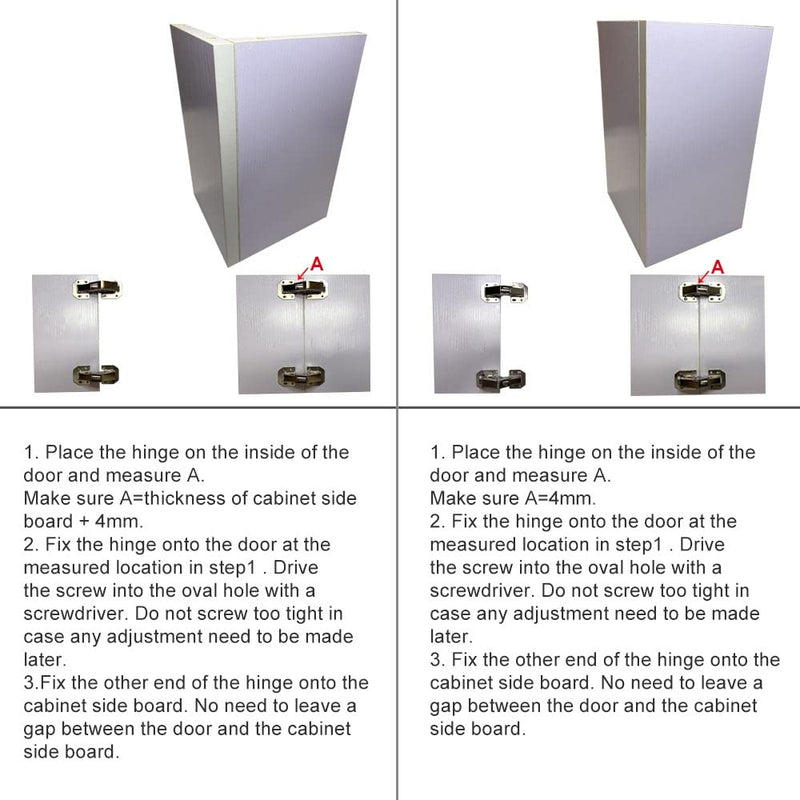 4 Pcs Soft Close Damping Hinges, Concealed Kitchen Cabinet Hinges, Frameless Hidden Hinges for Cupboard Door, Easy Installation Surface Mount Hinges with 32pcs Stainless Steel Screws, 90 Degree