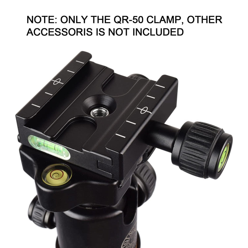 Fotoconic Black 50mm Quick Release Plate Clamp Fits Arca Swiss, Adapter Mount for Tripod Monopod BallHead QR-50