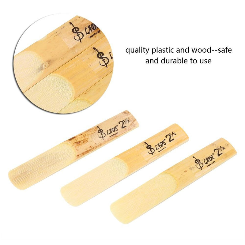 10Pcs Plastic Clarinet Reeds 2.5, B-Flat 2.5 Clarinet Reed Repair Parts with Individual Plastic Case