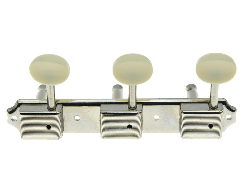 [AUSTRALIA] - Dopro Nickel w/Aged White 3 per side 3x3 on a Plate Vintage Guitar Tuning Keys for Epiphone LP JR Nickel with Aged White Button 