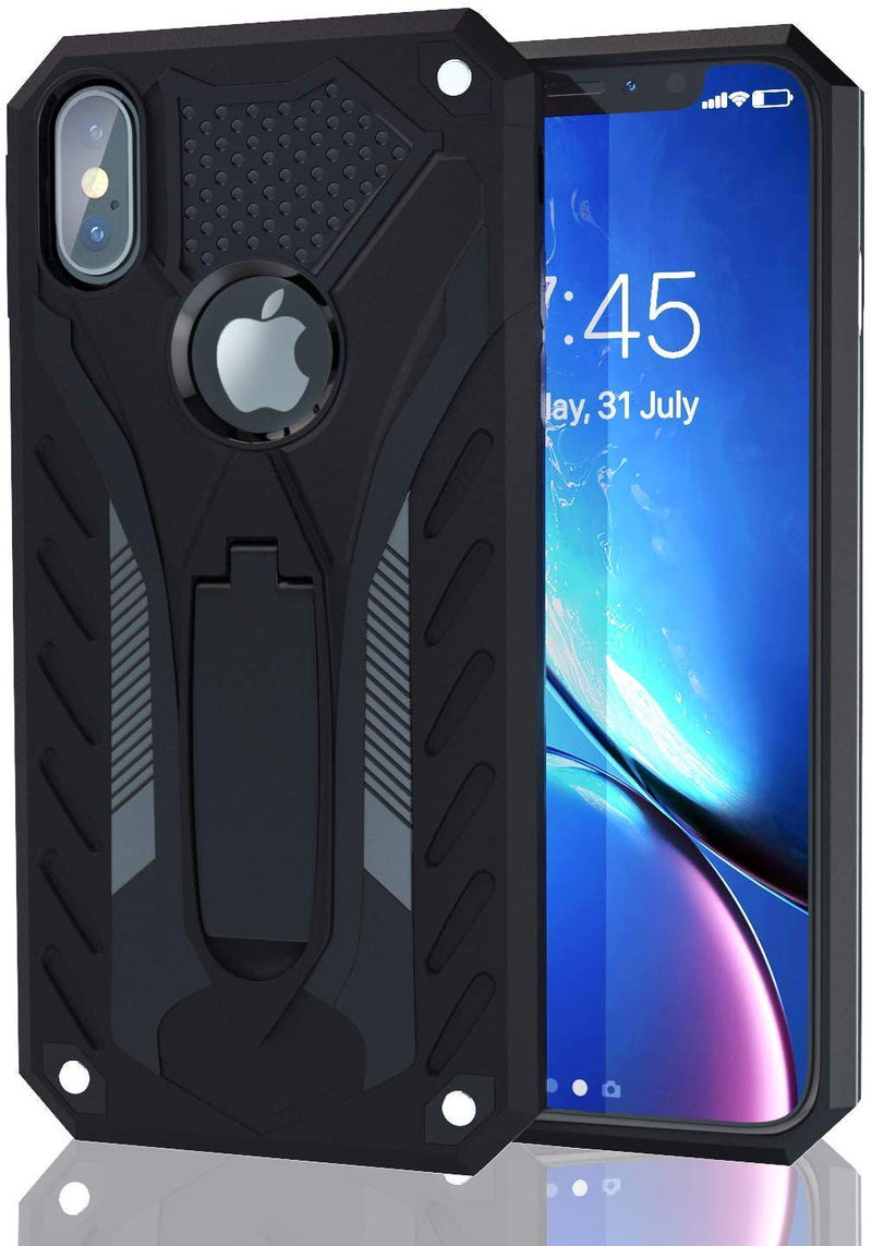 Kitoo Designed for iPhone Xs Max Case with Kickstand, Military Grade 12ft. Drop Tested - Black Black -Xmax