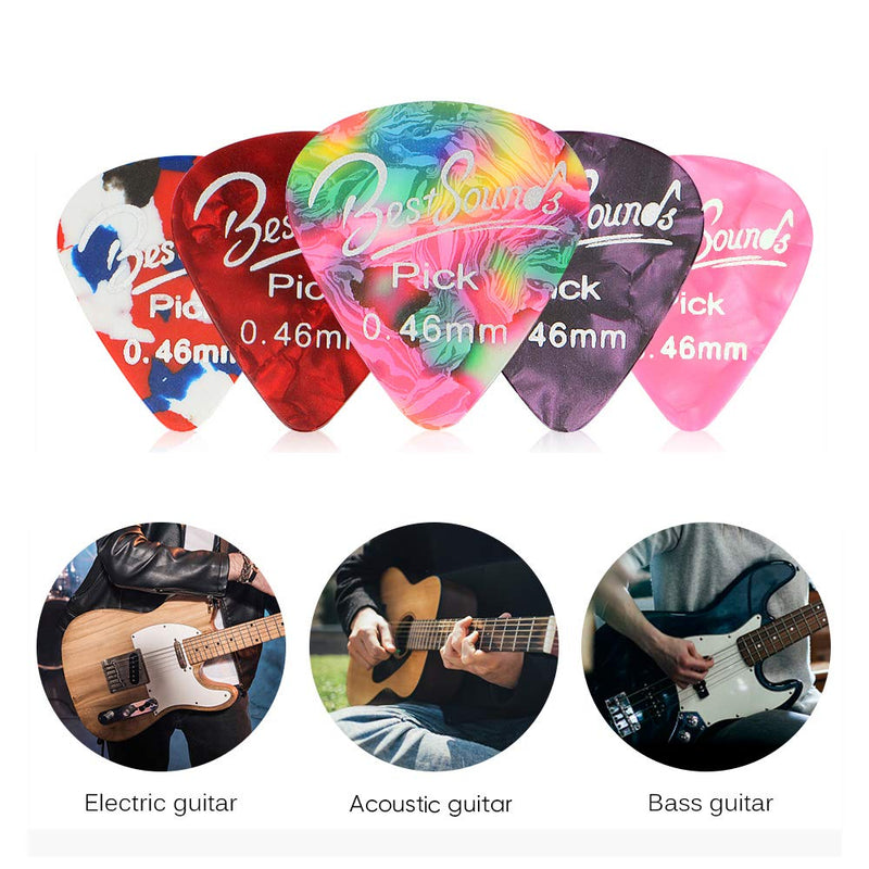 Guitar Picks Thin,48 Pack Colorful Celluloid Guitar Picks & Unique Guitar Gift for Acoustic Guitar, Bass and Electric Guitar (0.46mm) Light/Thin (0.46mm) 48 Pack