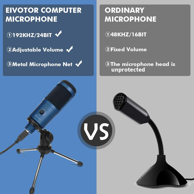 [AUSTRALIA] - USB Microphone, EIVOTOR 192KHZ/24BIT Plug&Play Computer Microphone Podcast Condenser Vocal Recording Microphone for Laptop Desktop MAC-Professional Sound Chipset-Ideal for YouTube Gaming Streaming 