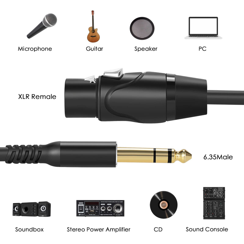 Twozoh XLR Female to 1/4 Inch (6.35mm) TRS Cable, Quarter Inch Jack Balanced to XLR Microphone Cable (3.3Ft) 3.3Ft/1M